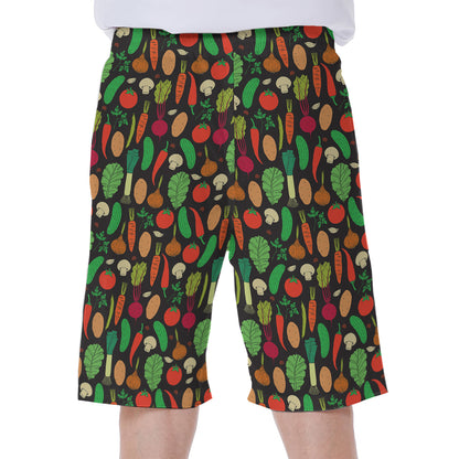 Cute Vegan Pattern Print Men's Beach Shorts