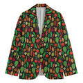 Cute Vegan Pattern Print Men's Blazer