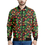 Cute Vegan Pattern Print Men's Bomber Jacket