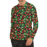 Cute Vegan Pattern Print Men's Long Sleeve Rash Guard