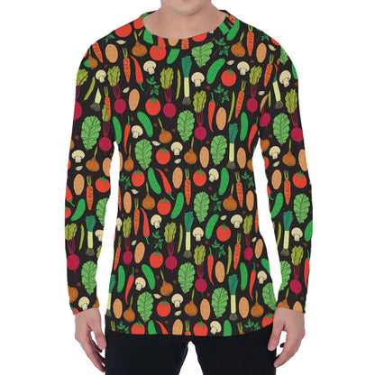 Cute Vegan Pattern Print Men's Long Sleeve T-Shirt