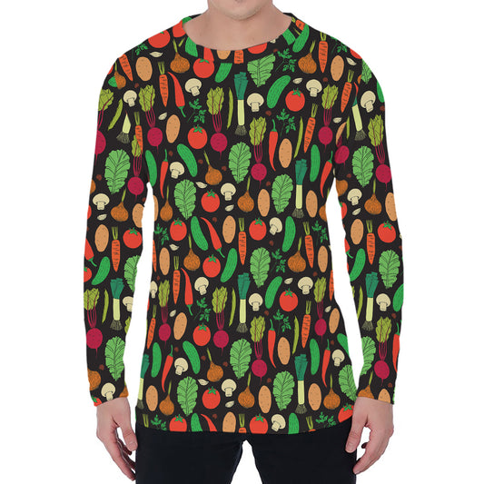 Cute Vegan Pattern Print Men's Long Sleeve T-Shirt