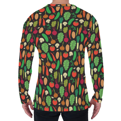 Cute Vegan Pattern Print Men's Long Sleeve T-Shirt