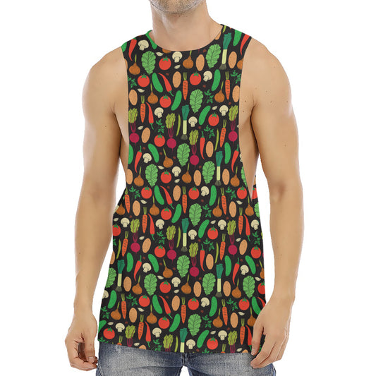 Cute Vegan Pattern Print Men's Muscle Tank Top