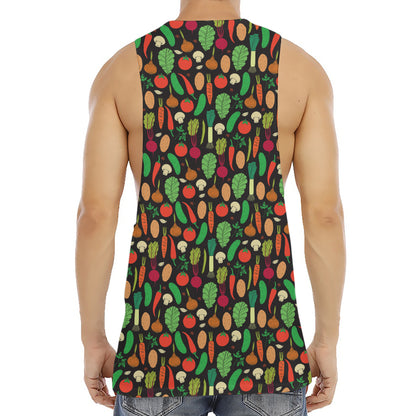 Cute Vegan Pattern Print Men's Muscle Tank Top