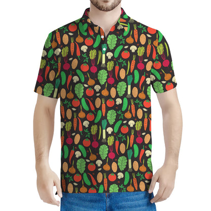 Cute Vegan Pattern Print Men's Polo Shirt