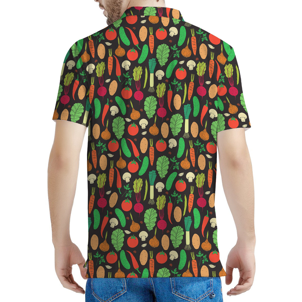 Cute Vegan Pattern Print Men's Polo Shirt