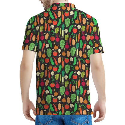 Cute Vegan Pattern Print Men's Polo Shirt
