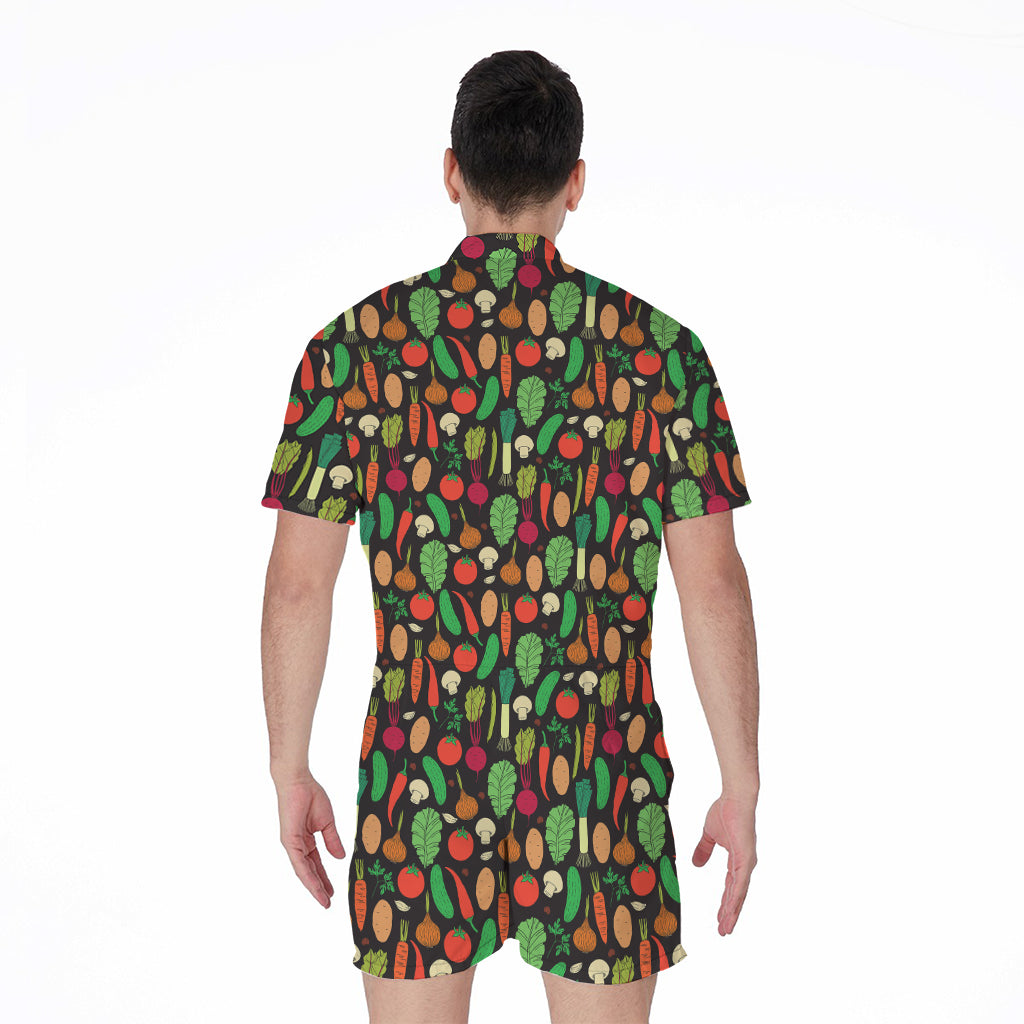 Cute Vegan Pattern Print Men's Rompers
