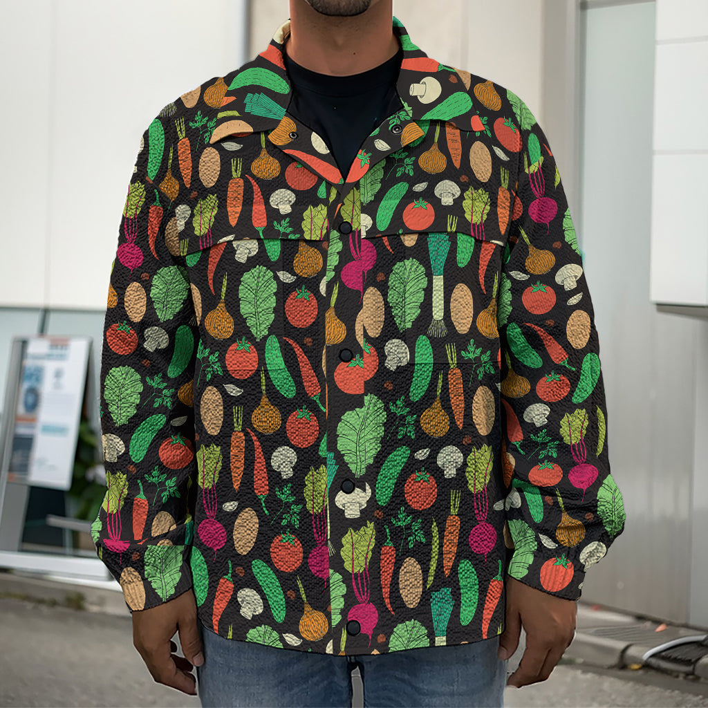 Cute Vegan Pattern Print Men's Shirt Jacket