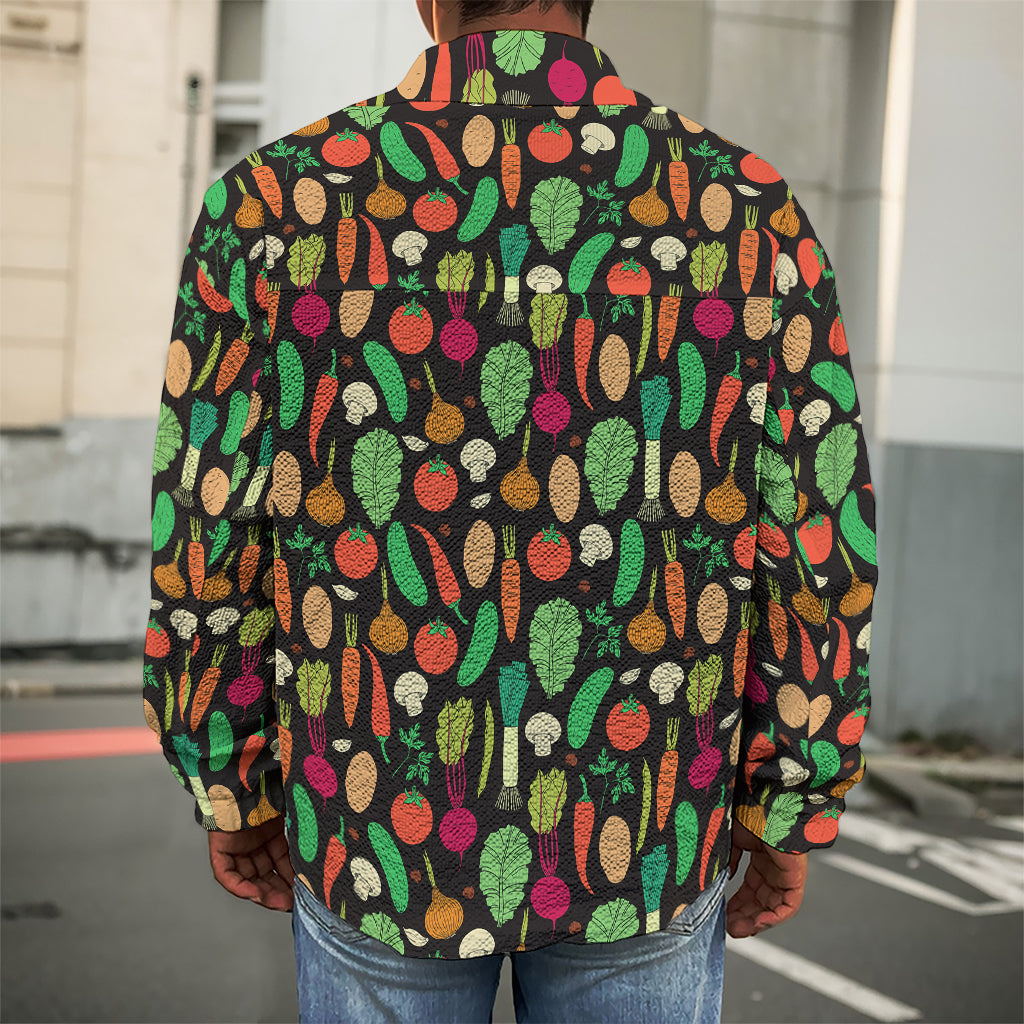 Cute Vegan Pattern Print Men's Shirt Jacket