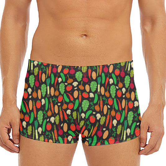 Cute Vegan Pattern Print Men's Short Boxer Briefs