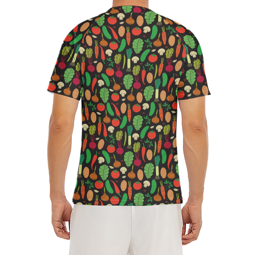 Cute Vegan Pattern Print Men's Short Sleeve Rash Guard