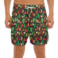 Cute Vegan Pattern Print Men's Split Running Shorts