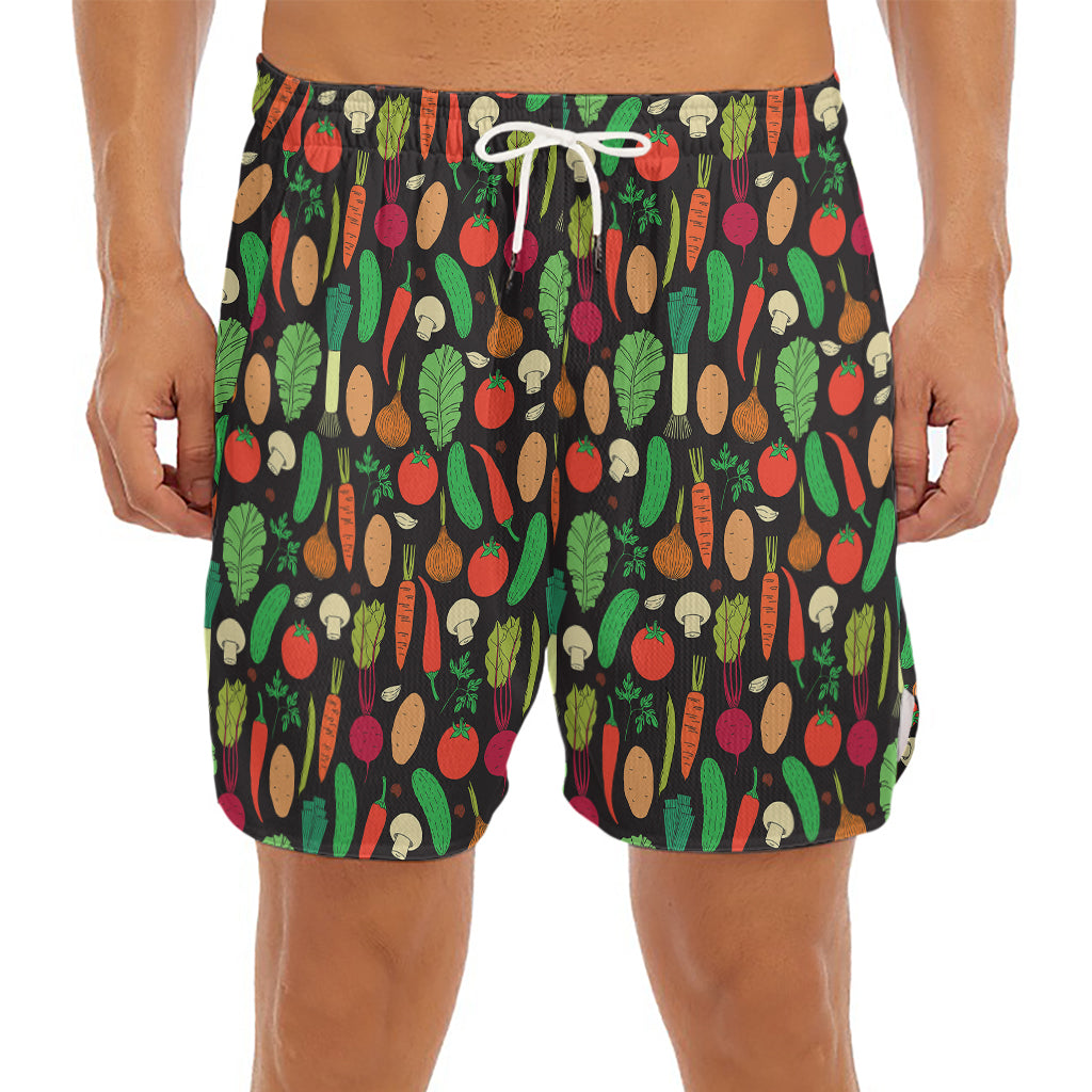 Cute Vegan Pattern Print Men's Split Running Shorts