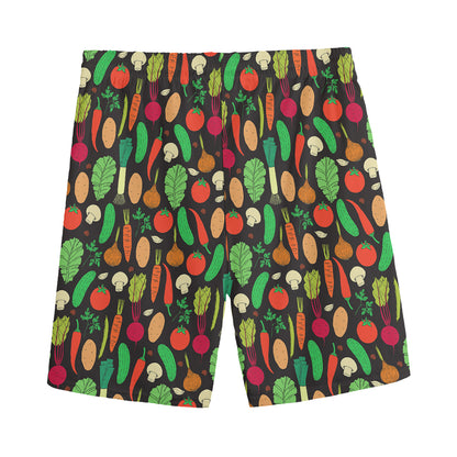 Cute Vegan Pattern Print Men's Sports Shorts