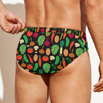 Cute Vegan Pattern Print Men's Swim Briefs