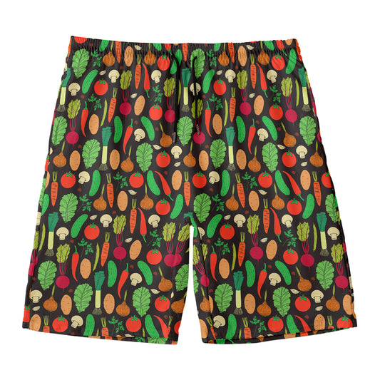 Cute Vegan Pattern Print Men's Swim Trunks