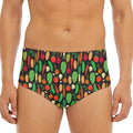 Cute Vegan Pattern Print Men's Triangle Swim Briefs
