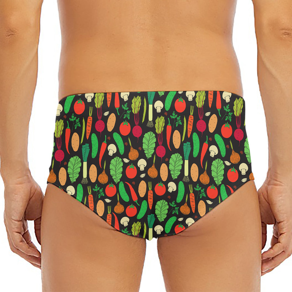Cute Vegan Pattern Print Men's Triangle Swim Briefs