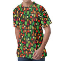 Cute Vegan Pattern Print Men's Velvet T-Shirt
