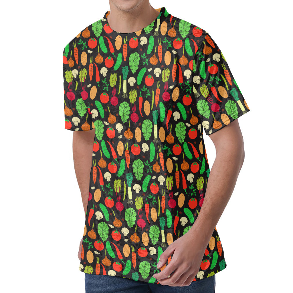 Cute Vegan Pattern Print Men's Velvet T-Shirt