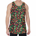 Cute Vegan Pattern Print Men's Velvet Tank Top