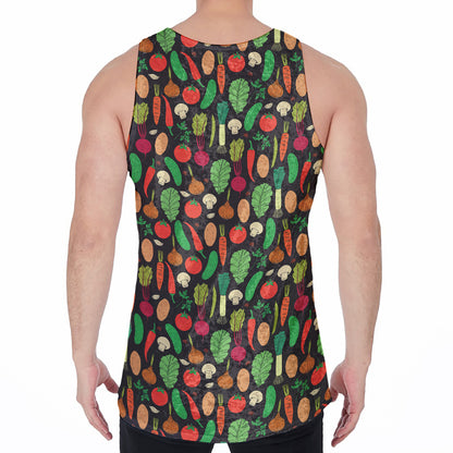 Cute Vegan Pattern Print Men's Velvet Tank Top