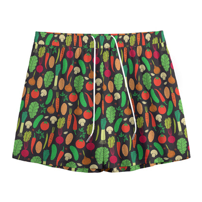 Cute Vegan Pattern Print Mesh Shorts