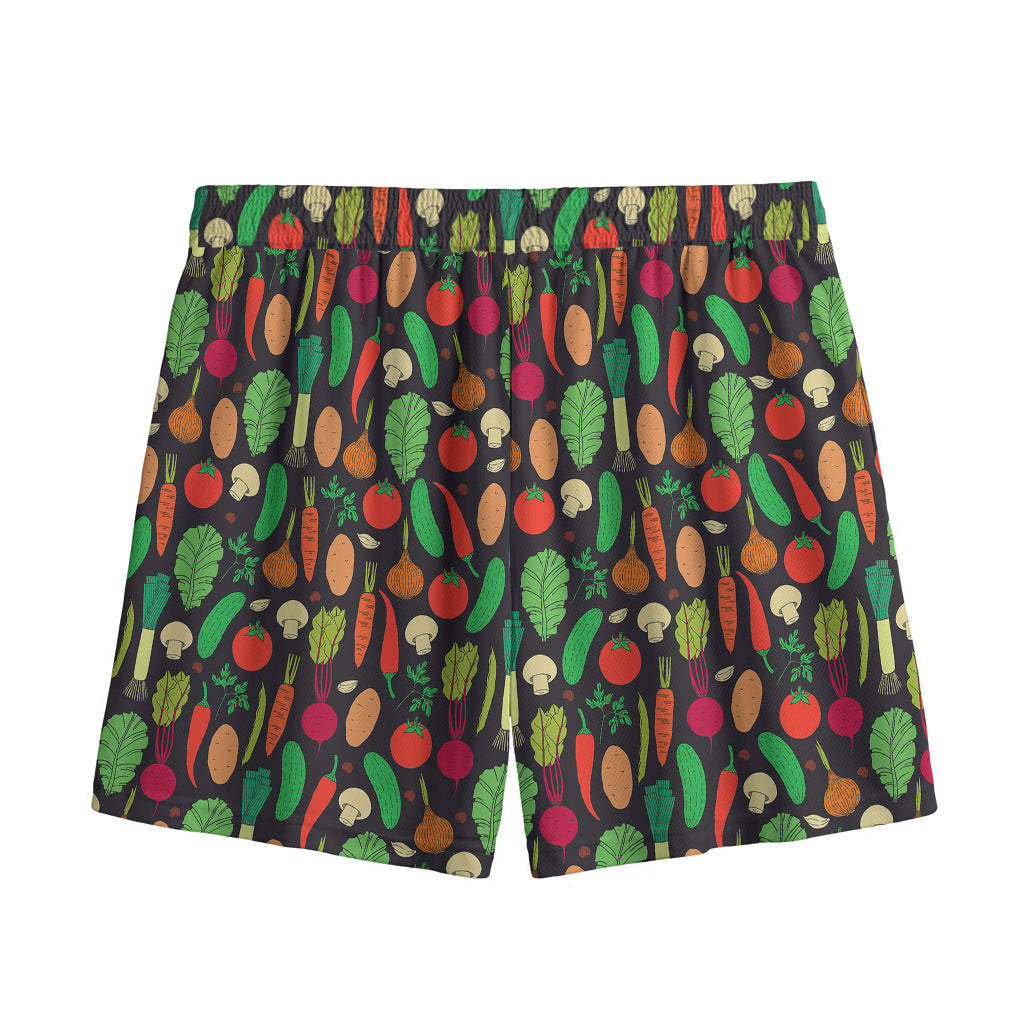 Cute Vegan Pattern Print Mesh Shorts