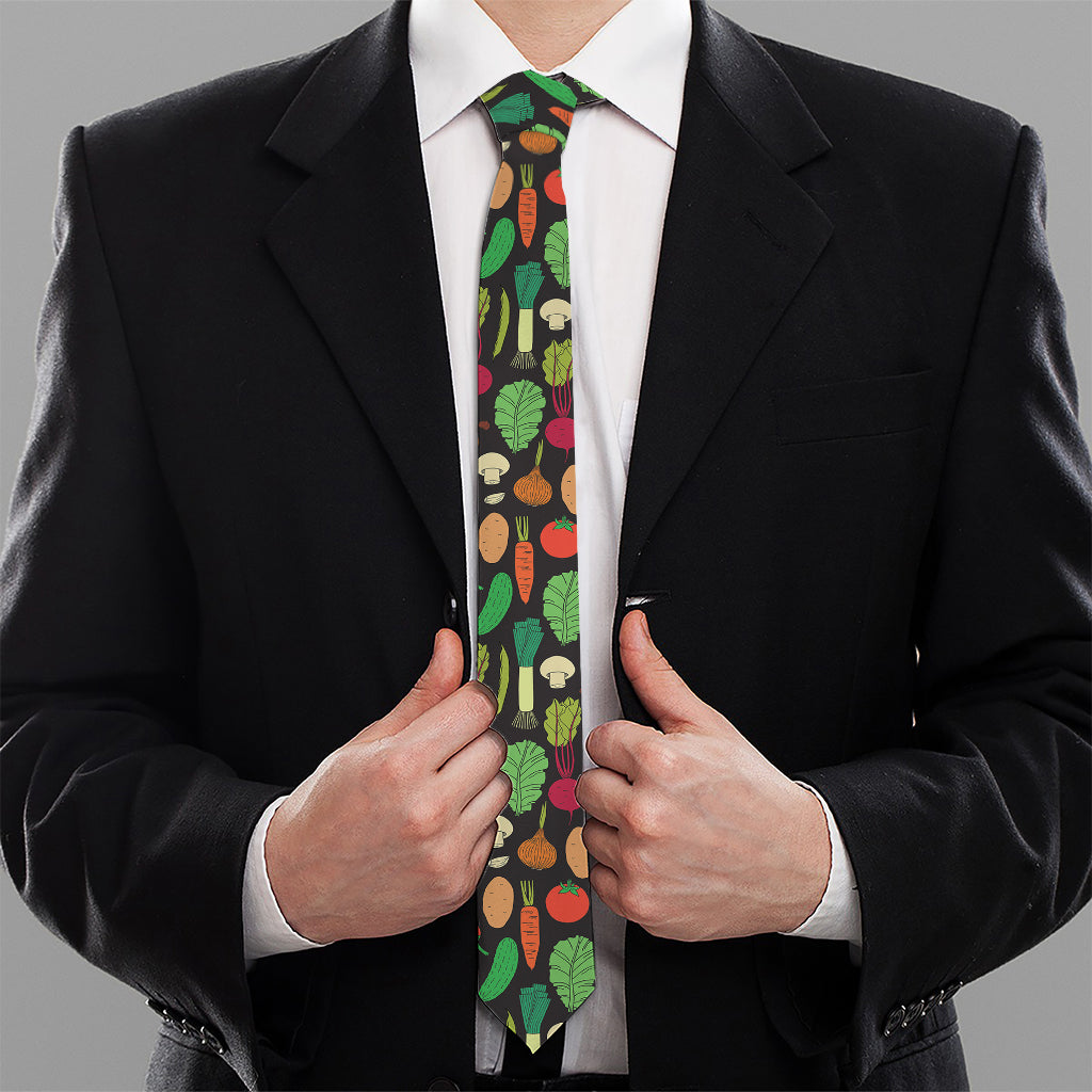 Cute Vegan Pattern Print Necktie