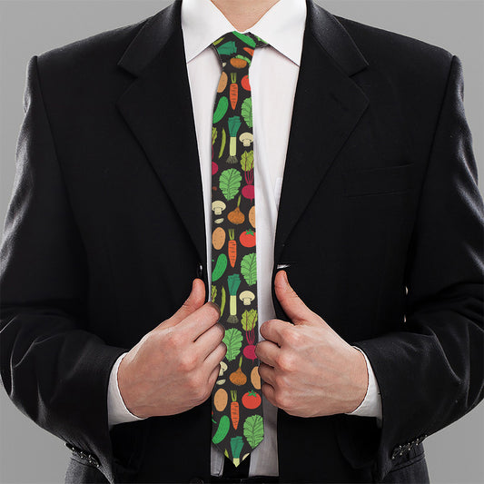 Cute Vegan Pattern Print Necktie