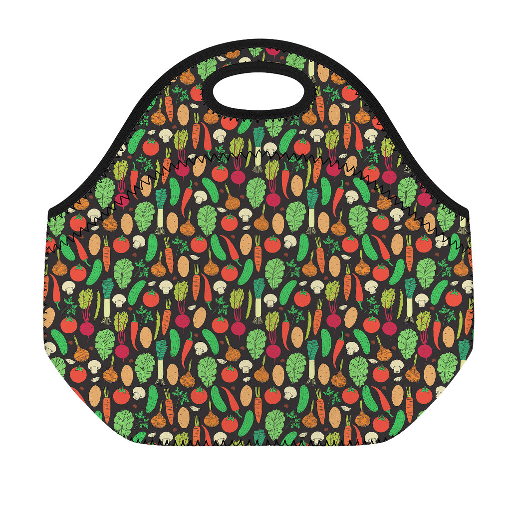 Cute Vegan Pattern Print Neoprene Lunch Bag