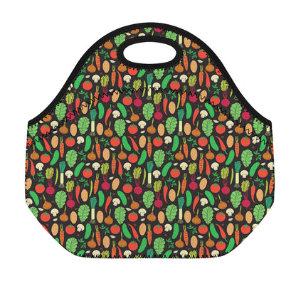 Cute Vegan Pattern Print Neoprene Lunch Bag