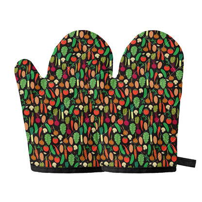 Cute Vegan Pattern Print Oven Mitts