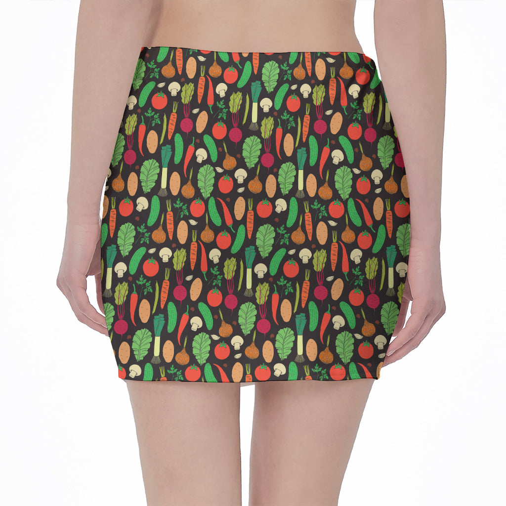 Cute Vegan Pattern Print Pencil Mini Skirt