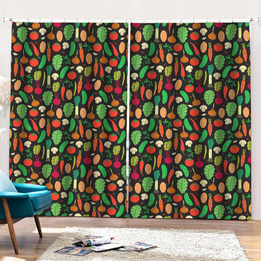 Cute Vegan Pattern Print Pencil Pleat Curtains