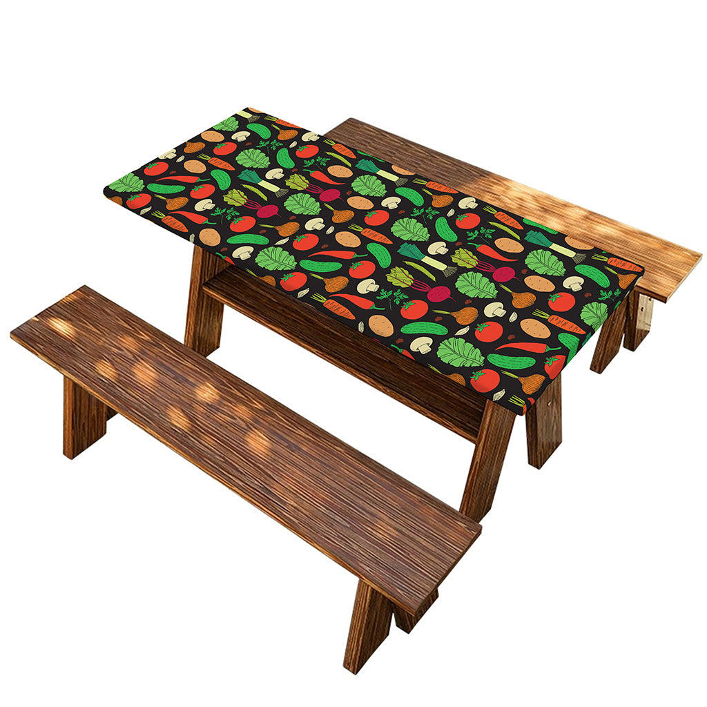 Cute Vegan Pattern Print Picnic Table Cover