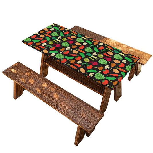Cute Vegan Pattern Print Picnic Table Cover