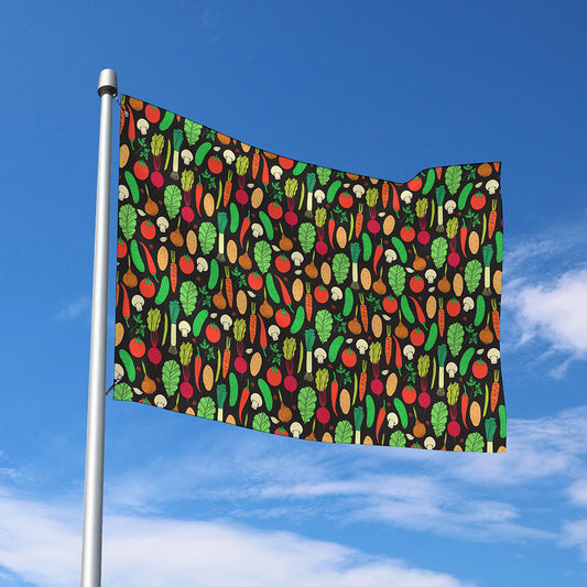 Cute Vegan Pattern Print Polyester Flag