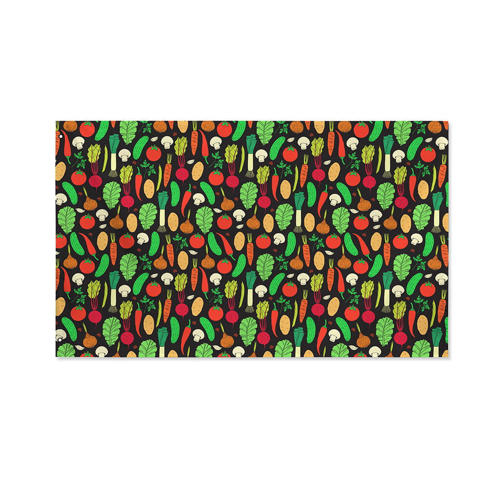 Cute Vegan Pattern Print Polyester Flag
