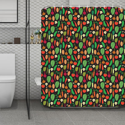 Cute Vegan Pattern Print Polyester Shower Curtain