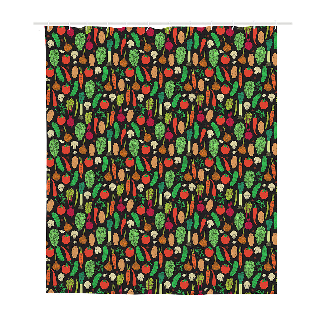 Cute Vegan Pattern Print Polyester Shower Curtain