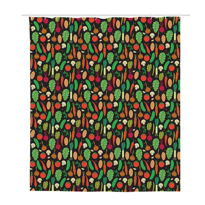 Cute Vegan Pattern Print Polyester Shower Curtain