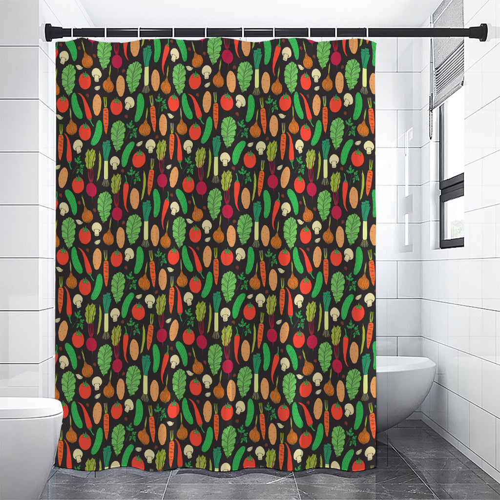 Cute Vegan Pattern Print Premium Shower Curtain