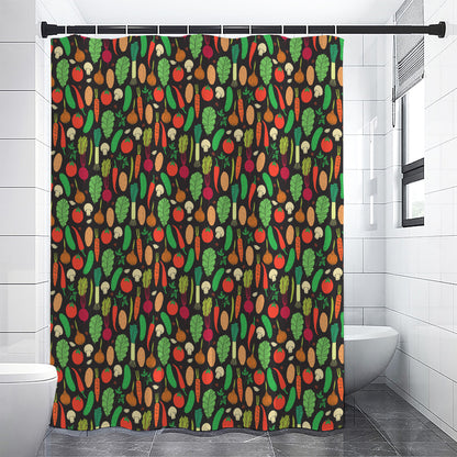 Cute Vegan Pattern Print Premium Shower Curtain