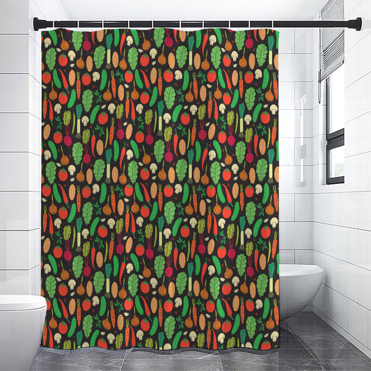 Cute Vegan Pattern Print Premium Shower Curtain
