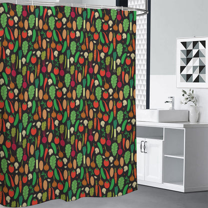 Cute Vegan Pattern Print Premium Shower Curtain