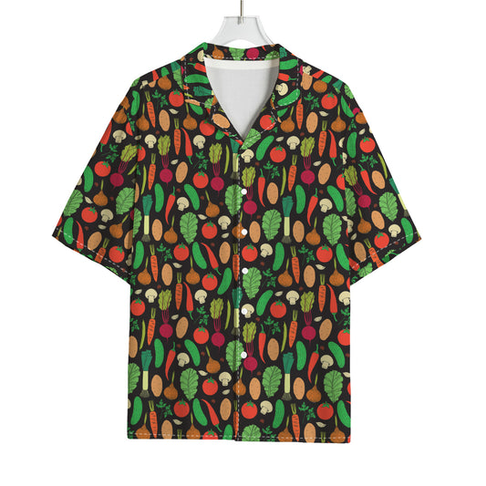 Cute Vegan Pattern Print Rayon Hawaiian Shirt