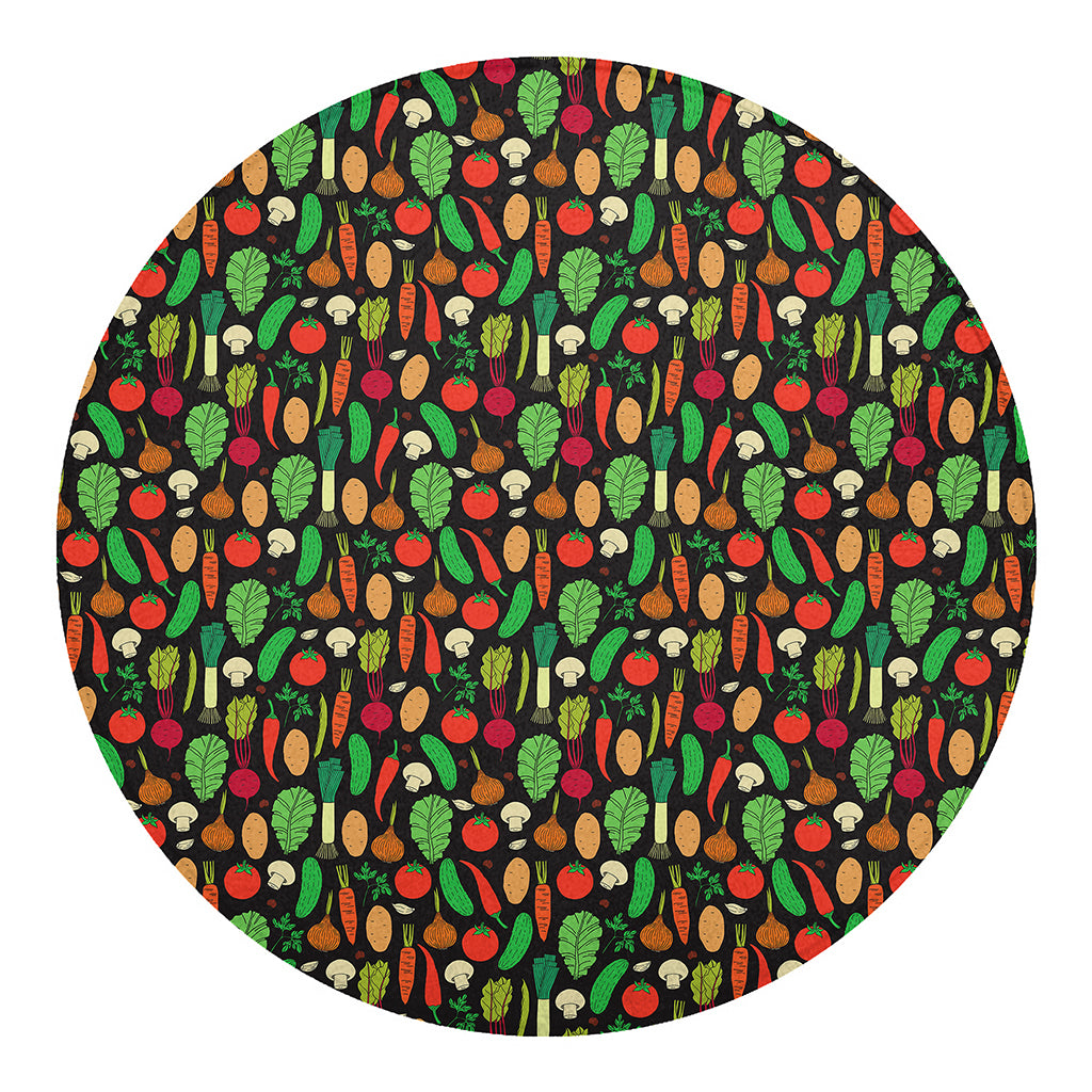 Cute Vegan Pattern Print Round Blanket